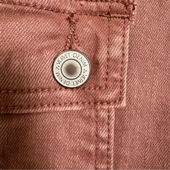 Vervet Rust Color Straight Leg Cargo Jeans with Elastic Waist. - Picture 4 of 16